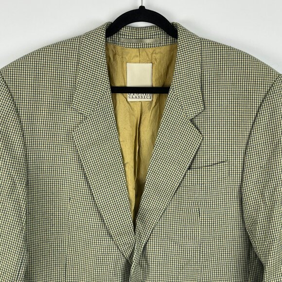 Stones Classics Blazer Jacket Size 42 Beige Green Houndstooth 2 Button Single Br - Picture 2 of 9